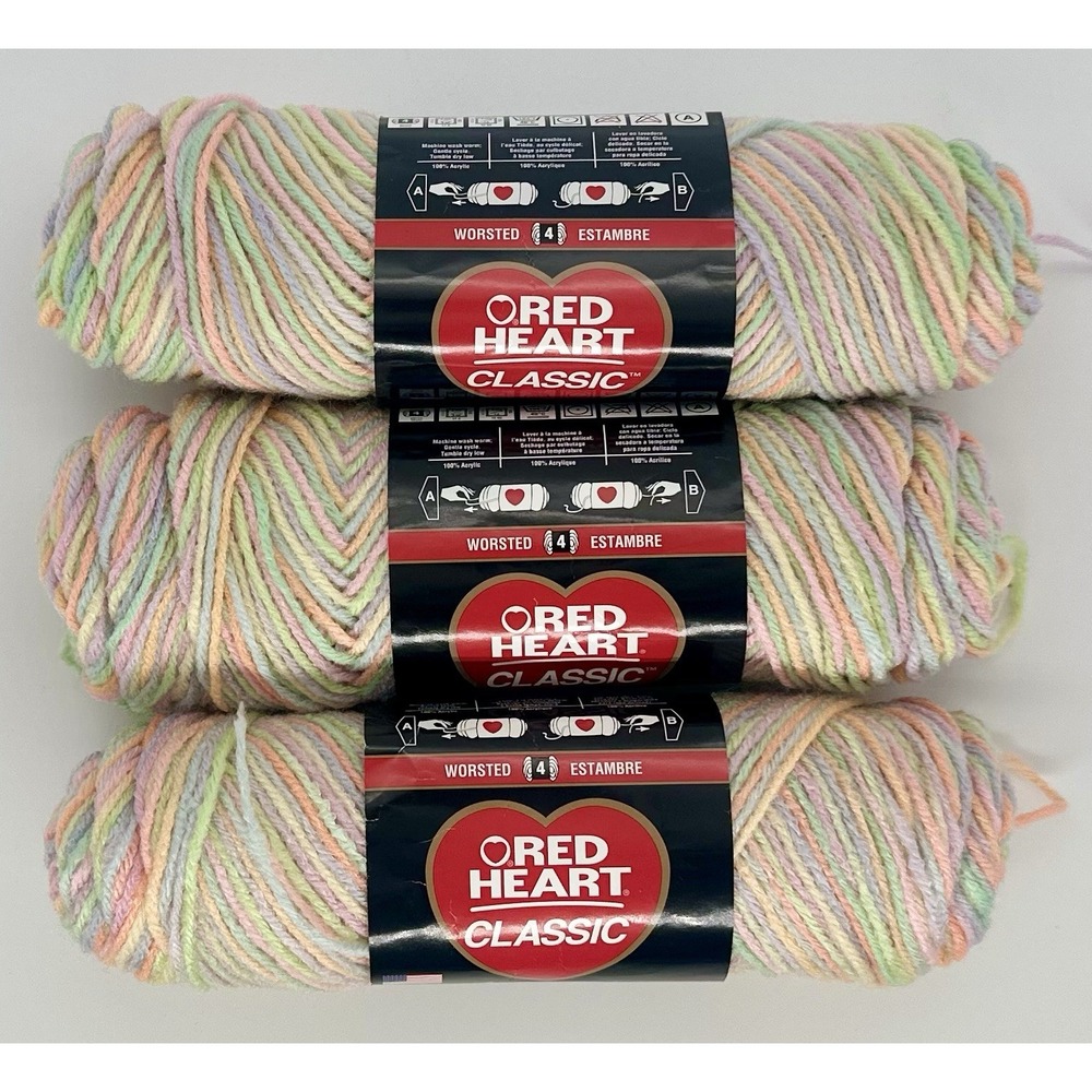 Red Heart Classic Tropical Fruits 0951 Yarn Lot Of 3 DISCONTINUED Dye Lot 9060